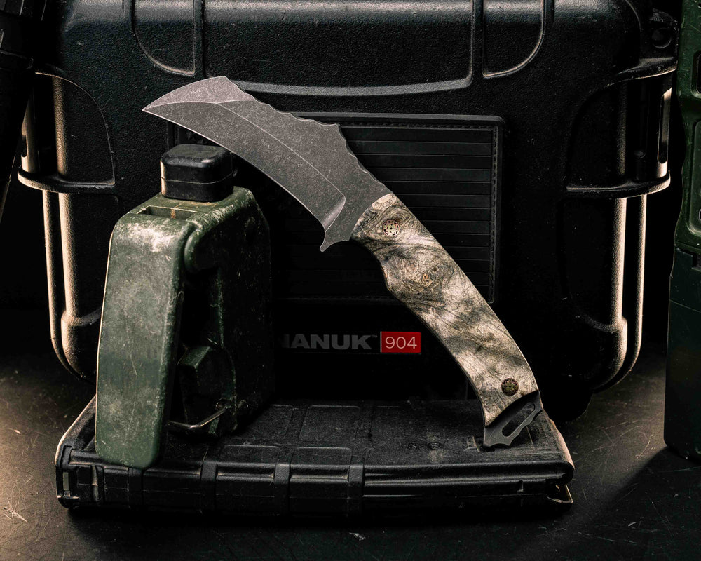 Vulture- Buckeye Burl, Mosaic Pins, Textured Grip