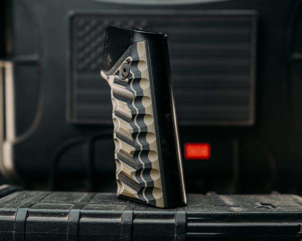 HFB x Kinetic AR Grip System - Black & OD Green G10, Black Anodization, Snake Grip