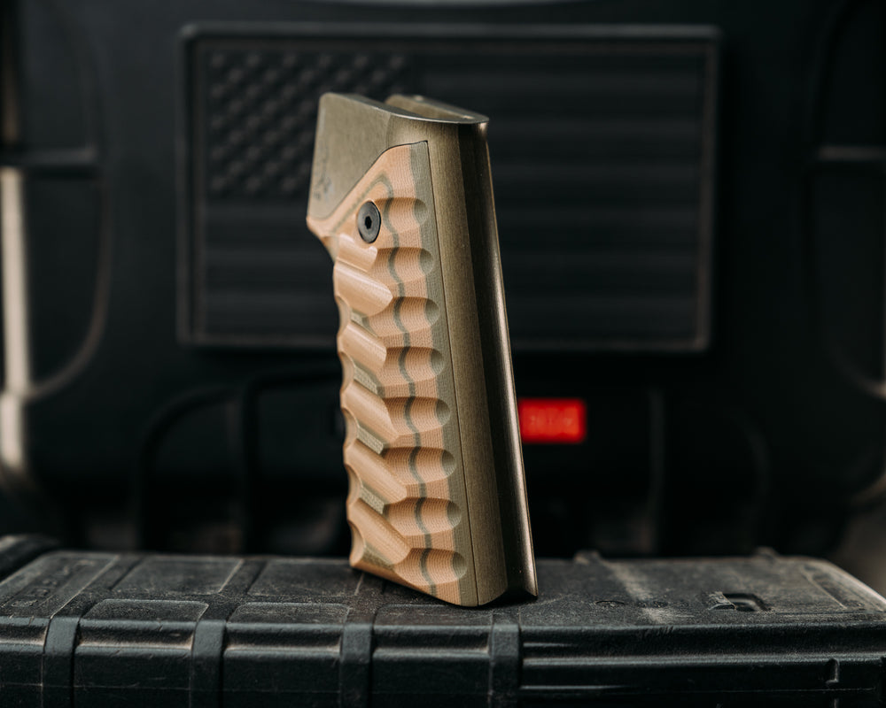 HFB x Kinetic AR Grip System - Coyote & OD Green G10, OD Green Anodization, Snake Grip