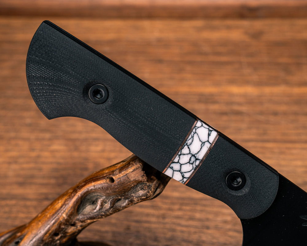 Chef Set- Black G10, Bronze and White with Black Web Tru-stone Split, Armor Black Cerakote, Allen Bolts, Smooth Grip