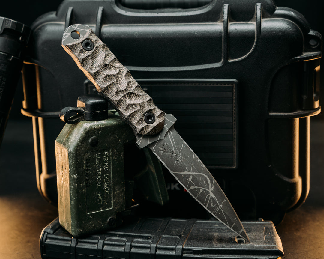 Combat Dagger- OD Green Canvas Micarta, Allen Bolts, Textured Grip