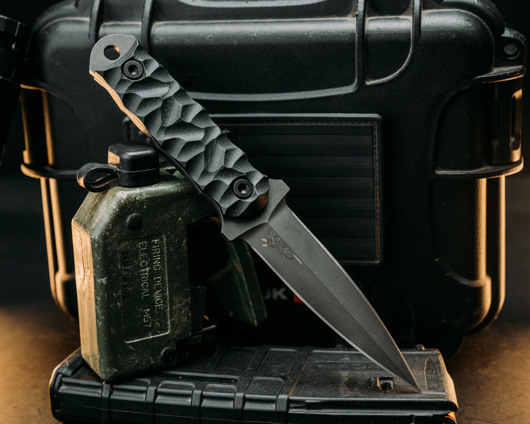 Combat Dagger- Black G10, Allen Bolts, Textured Grip