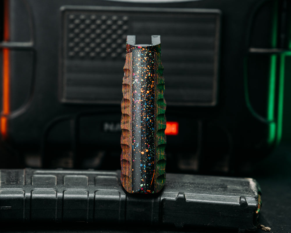 HFB x Kinetic AR Grip - 80's RAD Camo Carbon Fiber, 80's RAD Splatter Cerakote Frame, Snake Textured Grip