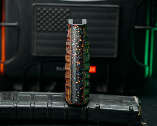 HFB x Kinetic AR Grip - 80's RAD Camo Carbon Fiber, 80's RAD Splatter Cerakote Frame, Snake Textured Grip