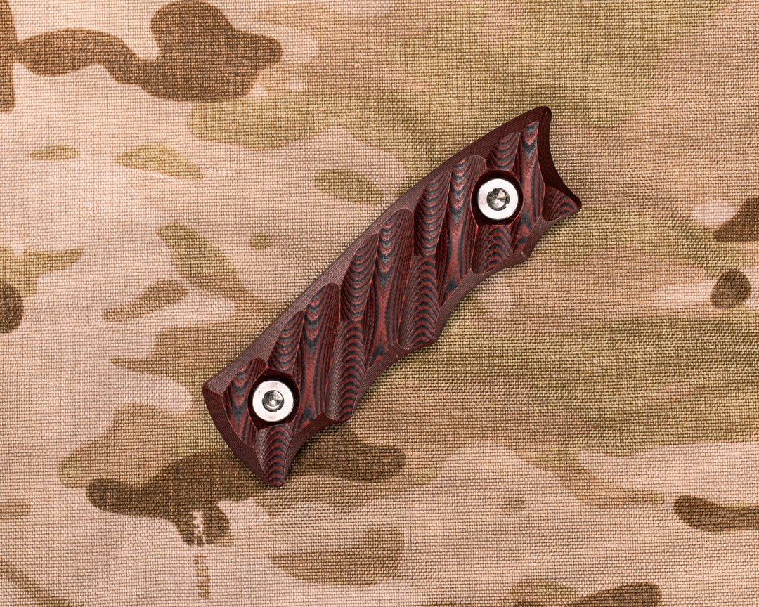 Disaster Jr Scales- Red/Black Layered G10, Ti Allen Bolts, Iron Grip