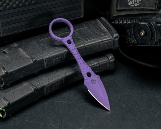 Ringstrike- Bright Purple Cerakote and Machined Rockwork Handle