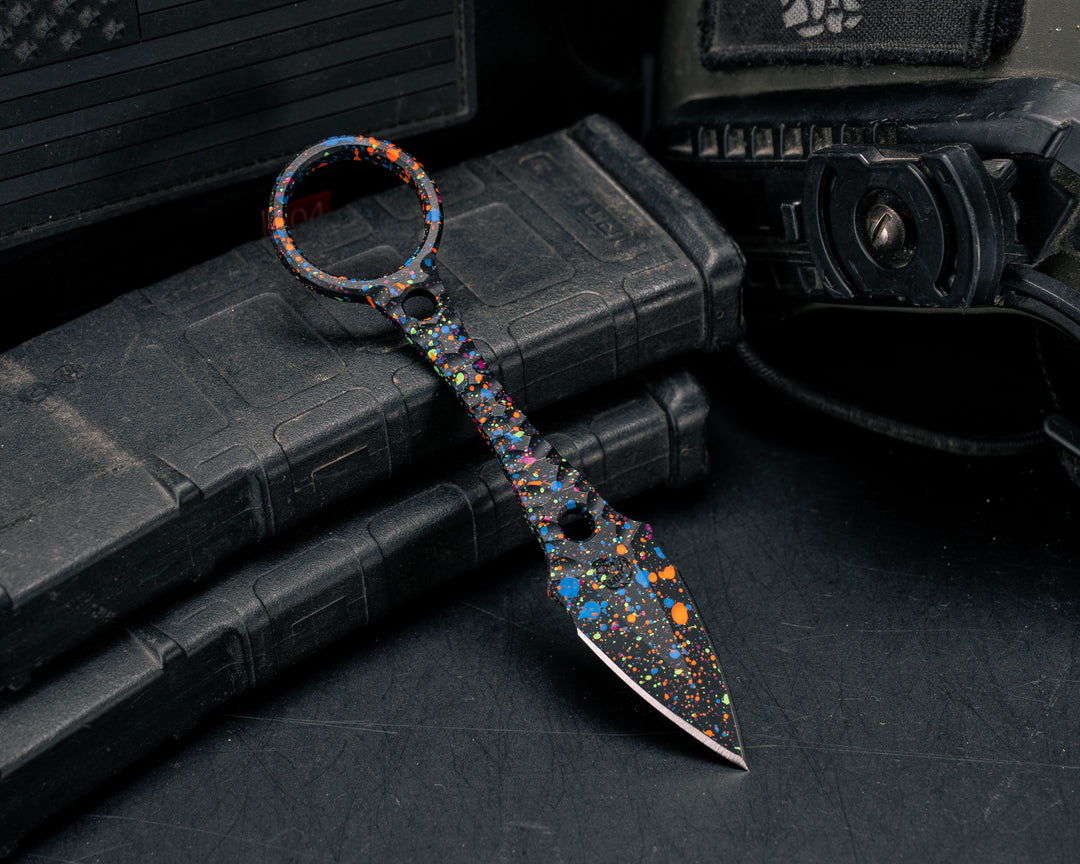 Ringstrike- 80's Rad Splatter Cerakote and Machined Rockwork Handle