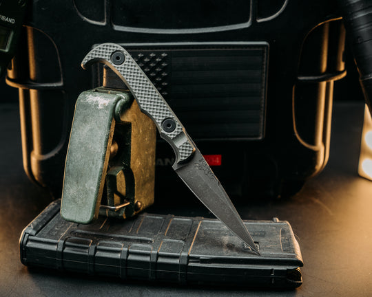 Slender Man- Grey G10, Allen Bolts, Rock Worked Spine, Textured Grip