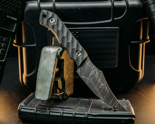 Red Cloud- Black Canvas Micarta, Allen Bolts, Textured Grip