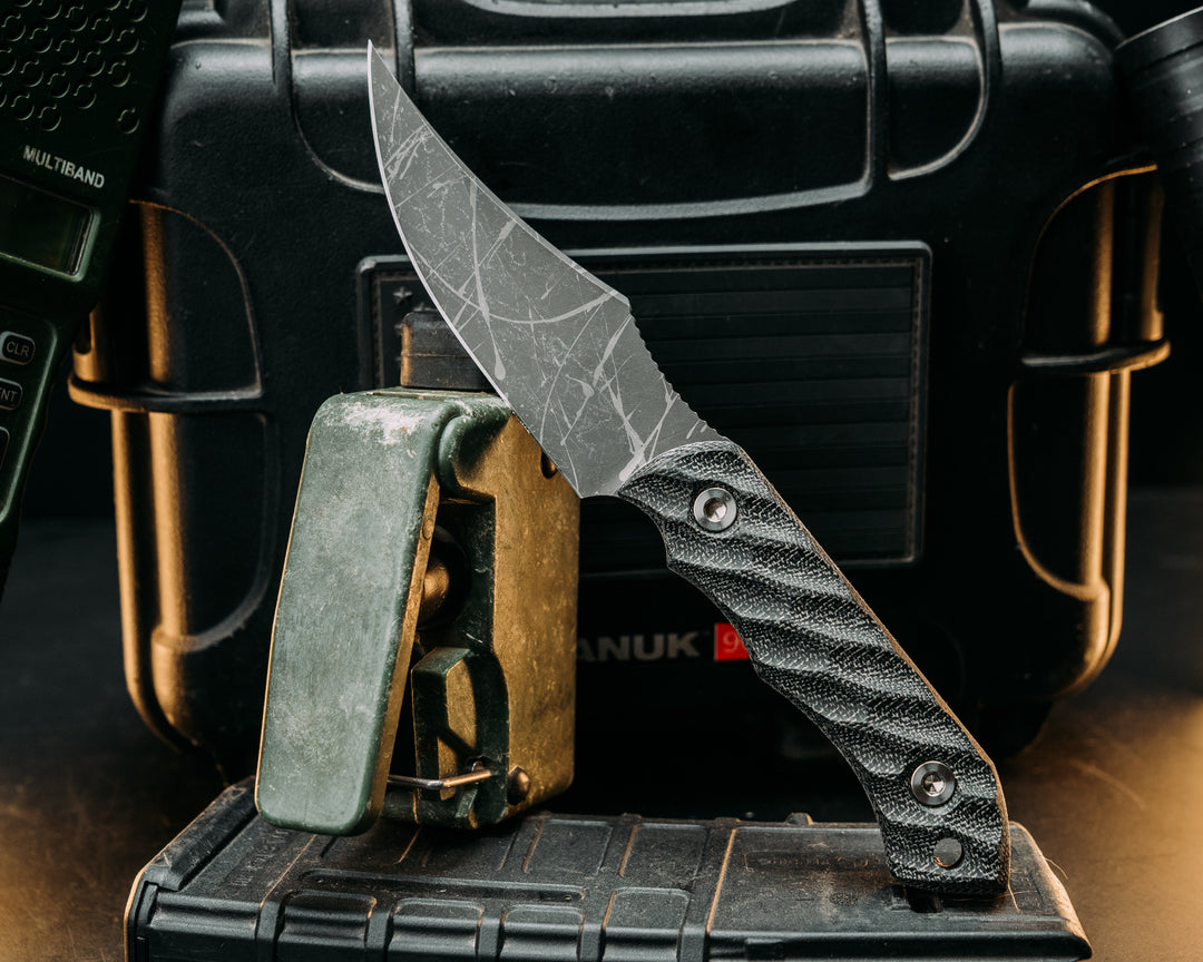 Red Cloud- Black Canvas Micarta, Allen Bolts, Textured Grip