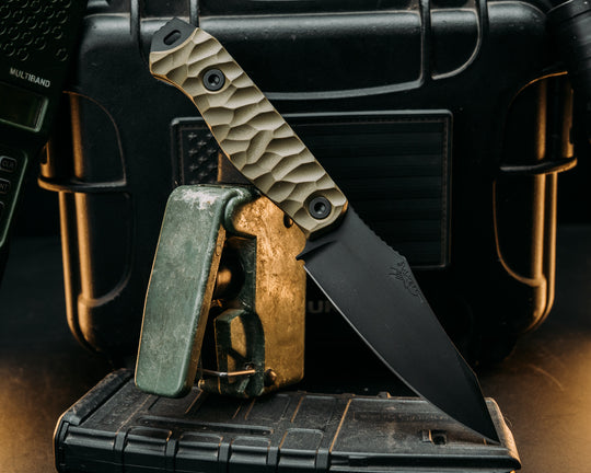 Field Knife- OD Green G10, Armor Black Cerakote, Allen Bolts, Textured Grip