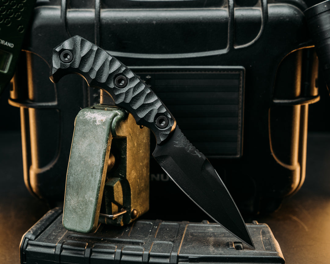 4" HUMINT - Black G10, Armor Black Cerakote, Allen Bolts, Textured Grip
