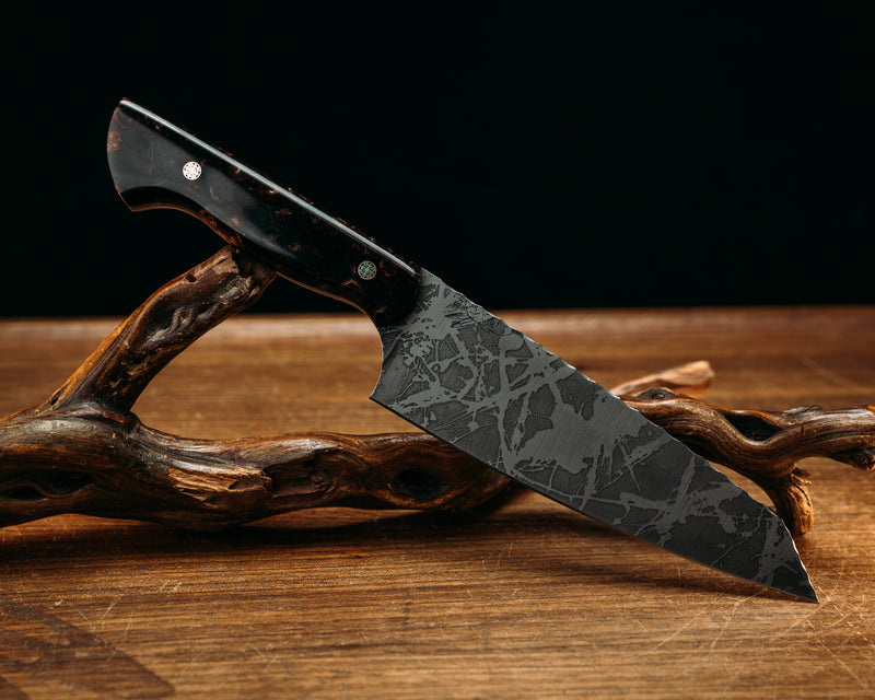 Santoku- Rootbeer and Copper Pearl Tru-LaRue Resin and Black Honeycomb, Mosaic Pins, Smooth Grip