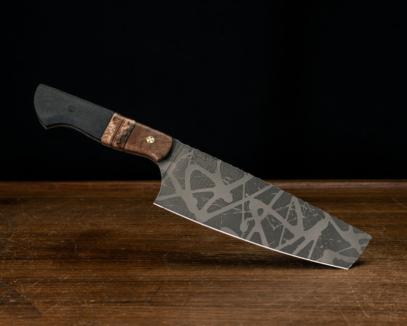 Nakiri- Maple, Black G10, OD Green G10, Copper, Red G10 and Coyote G10 Pin Striping, Spalted Maple Split, Black Canvas Micarta, Mosaic Pin, CF Pin, Smooth Grip