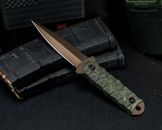 Combat Dagger- Jungle Wear Carbon, Midnight Bronze Cerakote, Allen Bolts, Textured Grip