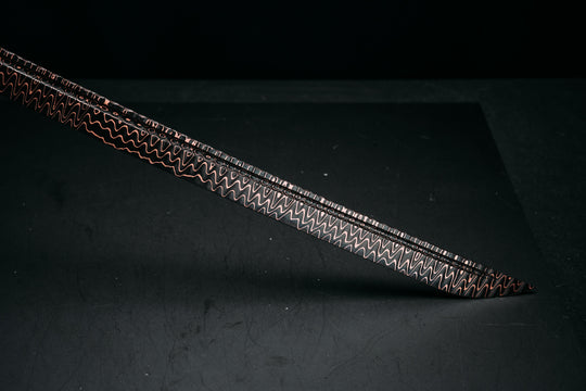 Katana- Baker Forge Fury Ladder CopperMai- Hawaiian Curly Koa, Copper Patriot Mosaic Pins, 3/8" Mosaic Pins, Textured Grip
