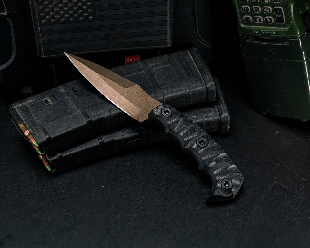 4"  HUMINT- Black G10, Midnight Bronze Cerakote, Allen Bolts, Textured Grip