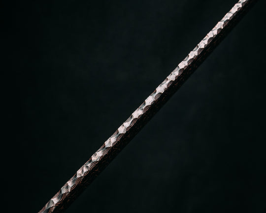 Katana- Baker Forge Fury Ladder CopperMai- Hawaiian Curly Koa, Copper Patriot Mosaic Pins, 3/8" Mosaic Pins, Textured Grip