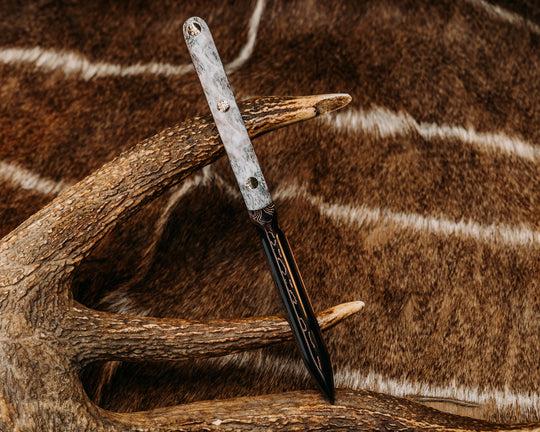 OSS Spike- Baker Forge Raindrop CopperMai- Elk Antler, Mosaic Pins, Textured Grip