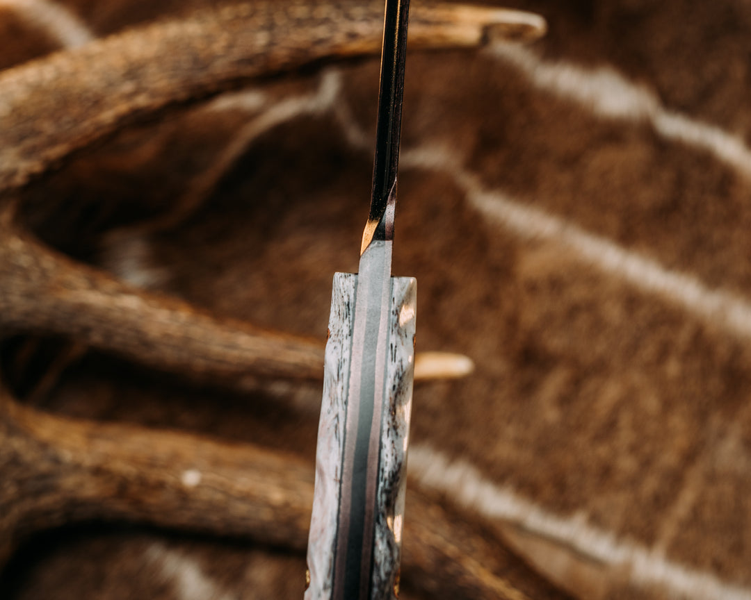 OSS Spike- Baker Forge Raindrop CopperMai- Elk Antler, Mosaic Pins, Textured Grip