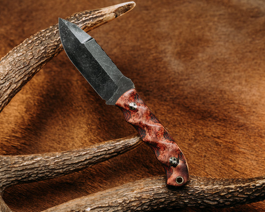 Disaster Cub Gen 3- Dyed Buckeye Over FAT Flow Carbon Fiber, Mosaic Pins, Textured Grip.