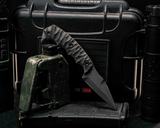 3" HUMINT - Black and OD Green Canvas Micarta, Allen Bolts, Textured Grip