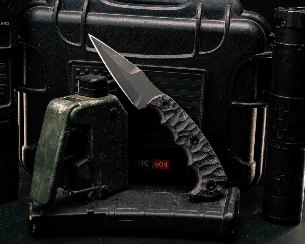 3" HUMINT - Black and OD Green Canvas Micarta, Allen Bolts, Textured Grip