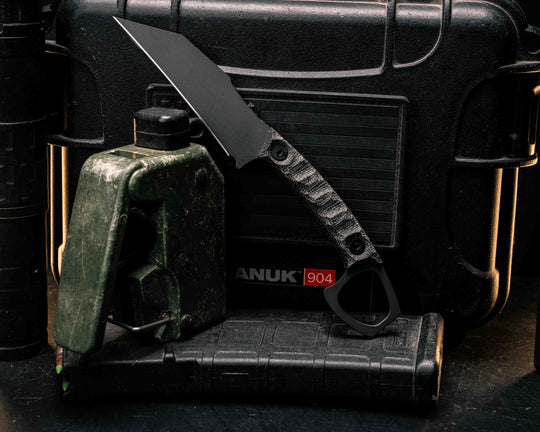 SHPOS- Black Canvas Micarta, Armor Black Cerakote, Allen Bolts, Textured Grip