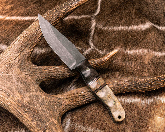 Crow Jr- Ancient Bog Oak, Black G10, Copper and OD Green G10 Pin Striping, Buckeye Burl Split, Buckeye Burl, Mosaic Pins, Brass Lanyard Pin, Textured Grip