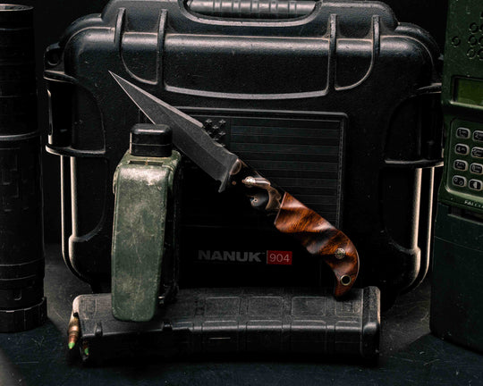 Senator- Raffir Noble Curly Bronze, Copper Split, Desert Ironwood, Mosaic Pins, Brass Lanyard Pin, Textured Grip