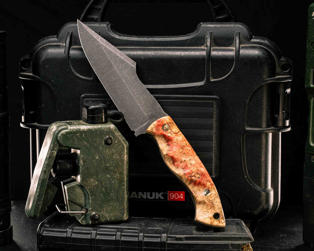 Widow Maker- Box Elder, Mosaic Pins, Brass Lanyard Pin, Textured Grip