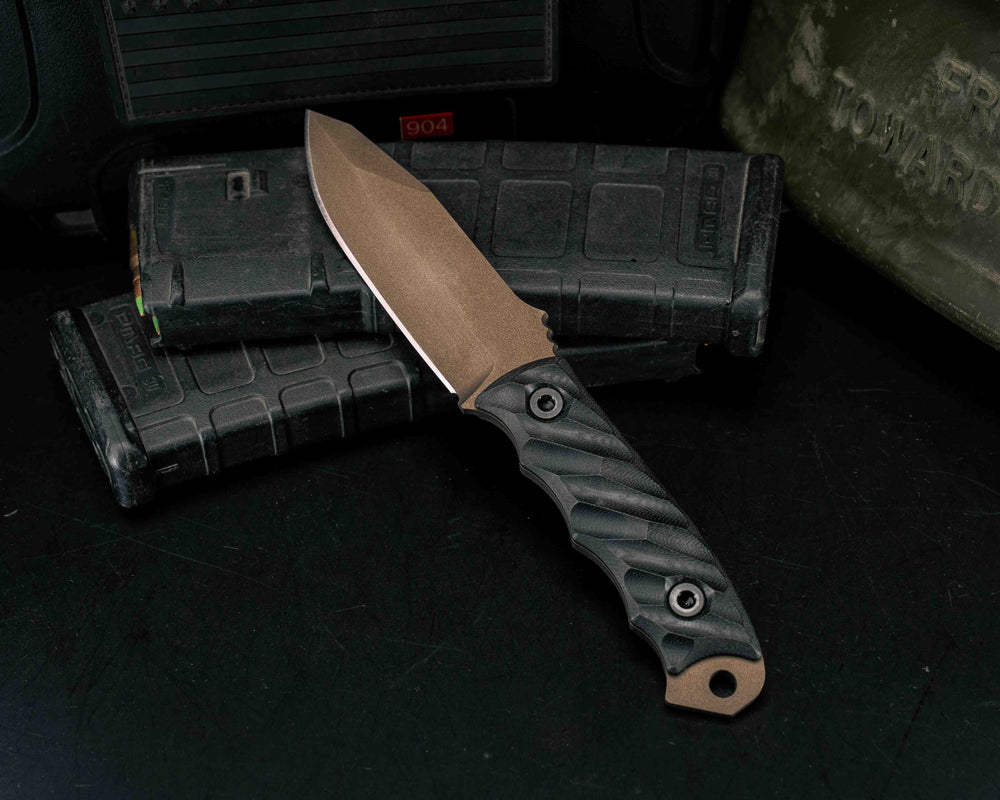 Disaster Jr- Black G10, Midnight Bronze Cerakote, Allen Bolts, Textured Grip