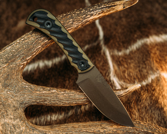 Cav Jr Back Country- OD Green and Black G10, Midnight Bronze Cerakote, Allen bolts, Reticulated Grip