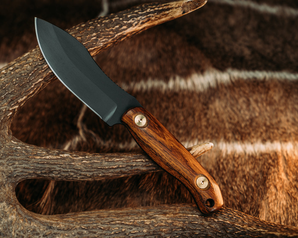 Skinner Jr- Desert Ironwood, Armor Black Cerakote, Brass Allen Bolts, Smooth Grip