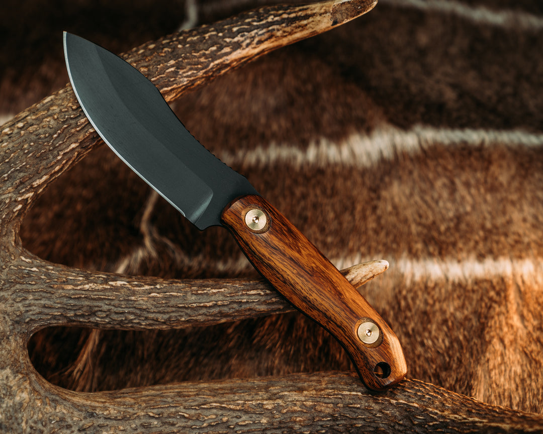 Skinner Jr- Desert Ironwood, Armor Black Cerakote, Brass Allen Bolts, Smooth Grip
