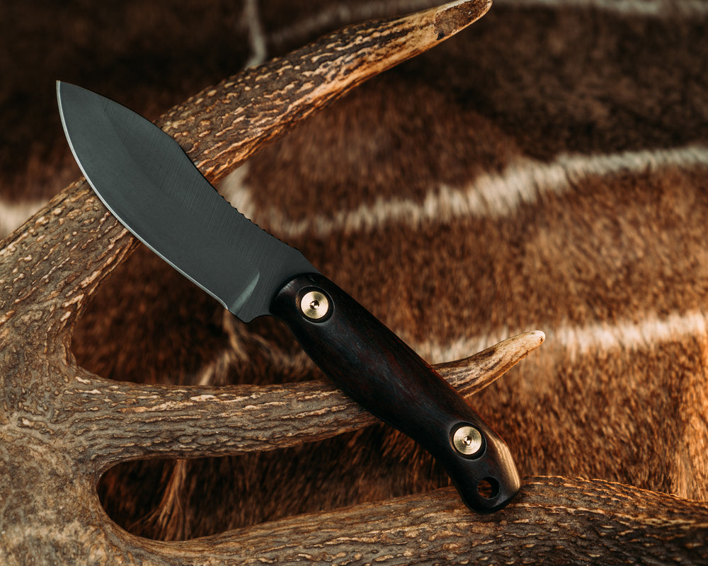Skinner Jr- Desert Ironwood, Armor Black Cerakote, Brass Allen Bolts, Smooth Grip