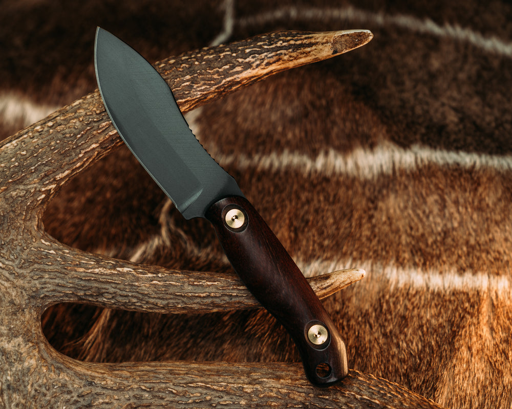 Skinner Jr- Desert Ironwood, Armor Black Cerakote, Brass Allen Bolts, Smooth Grip