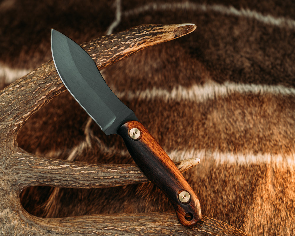 Skinner Jr- Desert Ironwood, Armor Black Cerakote, Brass Allen Bolts, Smooth Grip
