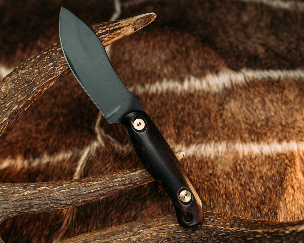 Skinner Jr- Desert Ironwood, Armor Black Cerakote, Brass Allen Bolts, Smooth Grip