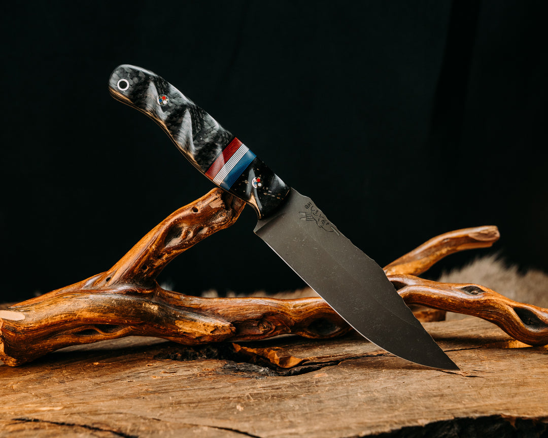 Crow Scout-  Bison Horn, Americana G-carta Split, Weaved Carbon Fiber, Patriot Pins, Textured Grip.