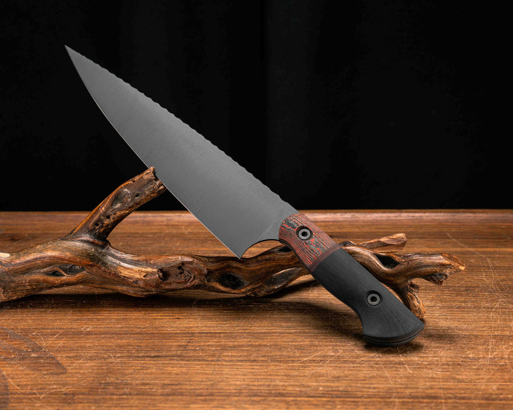 Chef Blade 10"- Lava Flow FAT Carbon,Lava Flow FAT Carbon Split, Black G10, Armor Black Cerakote, Allen Bolts, Smooth Grip