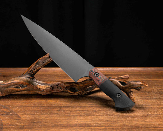 Chef Blade 10"- Lava Flow FAT Carbon,Lava Flow FAT Carbon Split, Black G10, Armor Black Cerakote, Allen Bolts, Smooth Grip