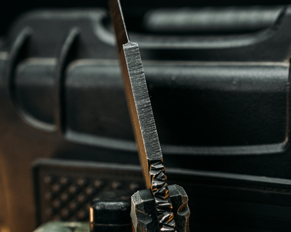Hog Hunt- Real LBT MAS Grey Nyco Micarta, Old School Rock Work, Jimping, Glow Pins, Textured Grip