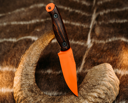 Crow Scalper - Desert Ironwood, Hunter Orange Cerakote, Allen Bolts, Smooth Grip.