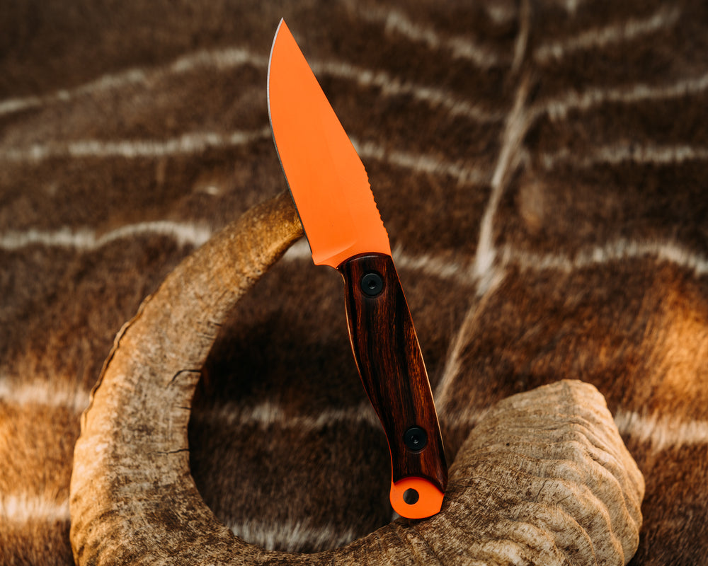 Crow Scalper - Desert Ironwood, Hunter Orange Cerakote, Allen Bolts, Smooth Grip.