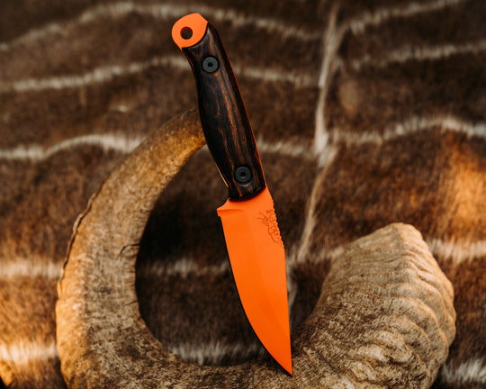 Crow Scalper - Desert Ironwood, Hunter Orange Cerakote, Allen Bolts, Smooth Grip.
