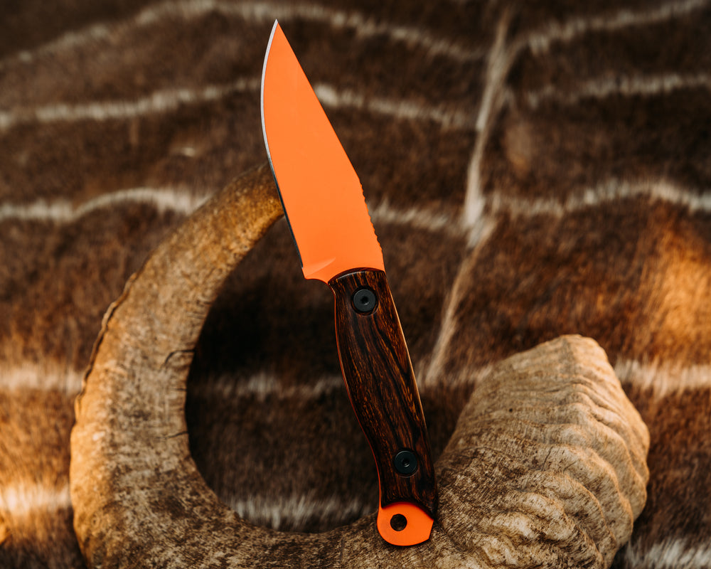 Crow Scalper - Desert Ironwood, Hunter Orange Cerakote, Allen Bolts, Smooth Grip.