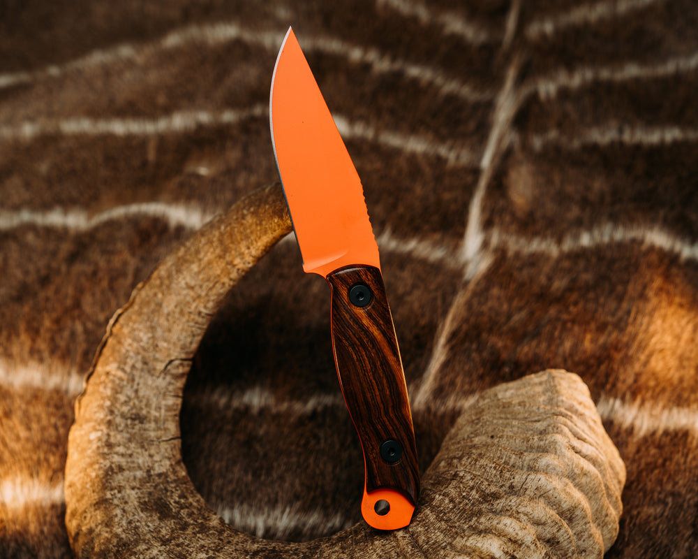 Crow Scalper - Desert Ironwood, Hunter Orange Cerakote, Allen Bolts, Smooth Grip.