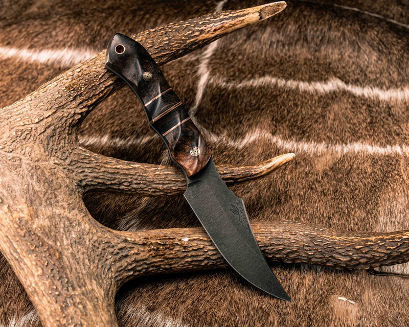 Red Cloud- Mesquite, Black G10, Coyote G10 and Copper Pin Striping, African Blackwood Split, Dyed Maple, Mosaic Pins, Copper Lanyard Pin, Textured Grip