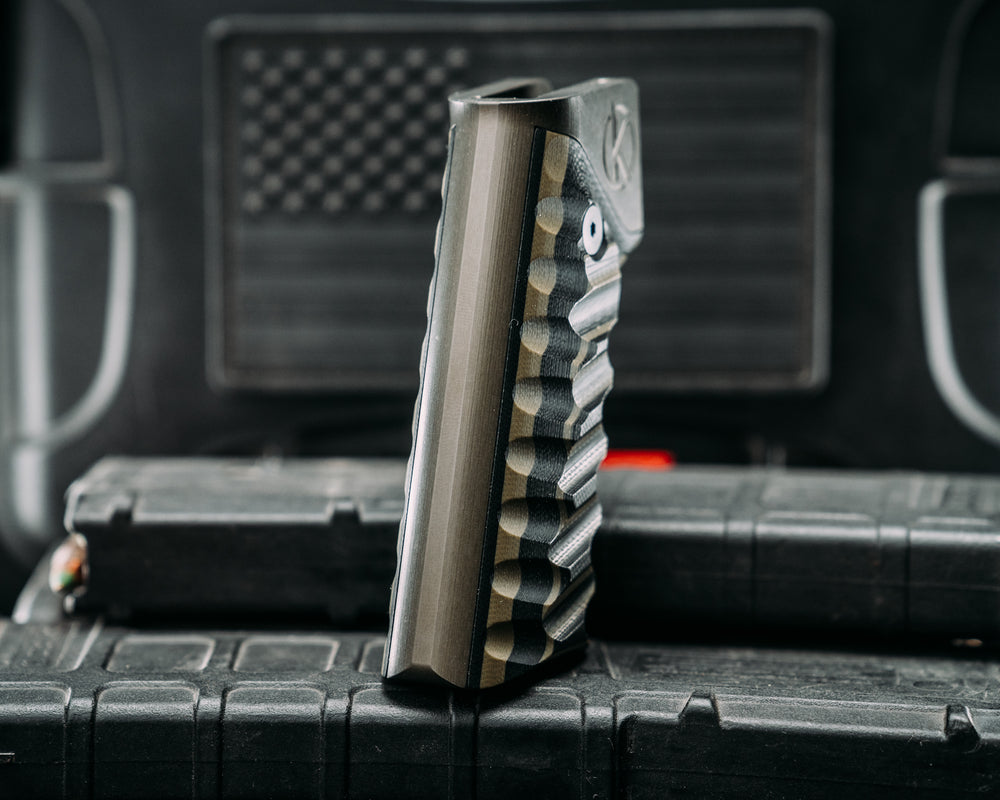 HFB x Kinetic AR Grip System - Black & OD Green G10 , OD Green Anodization, Snake Grip.